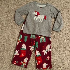 Unicorn Christmas fleece pjs